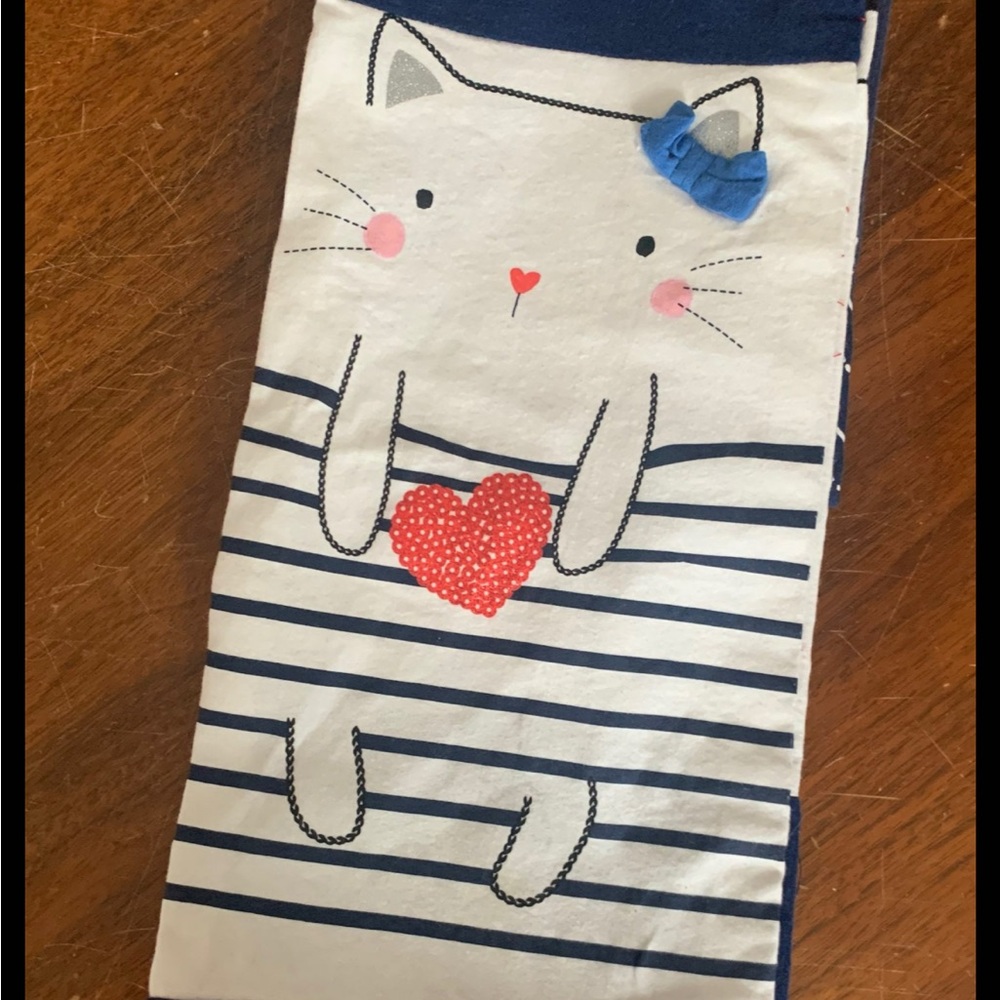 Scarf cat theme cotton navy